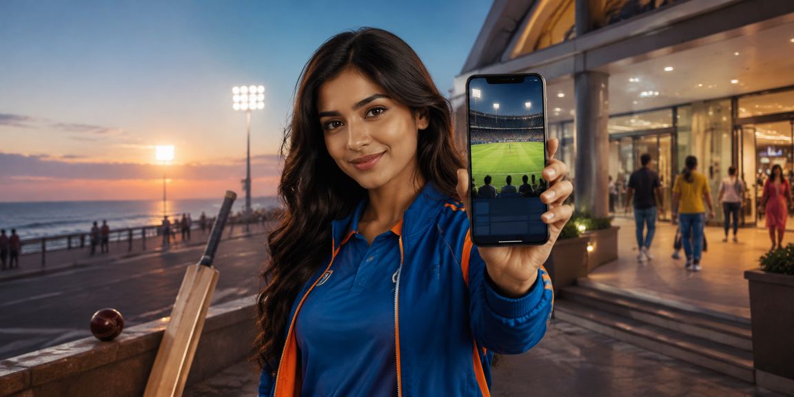 Excited Indian sports fans watching live cricket on mobile